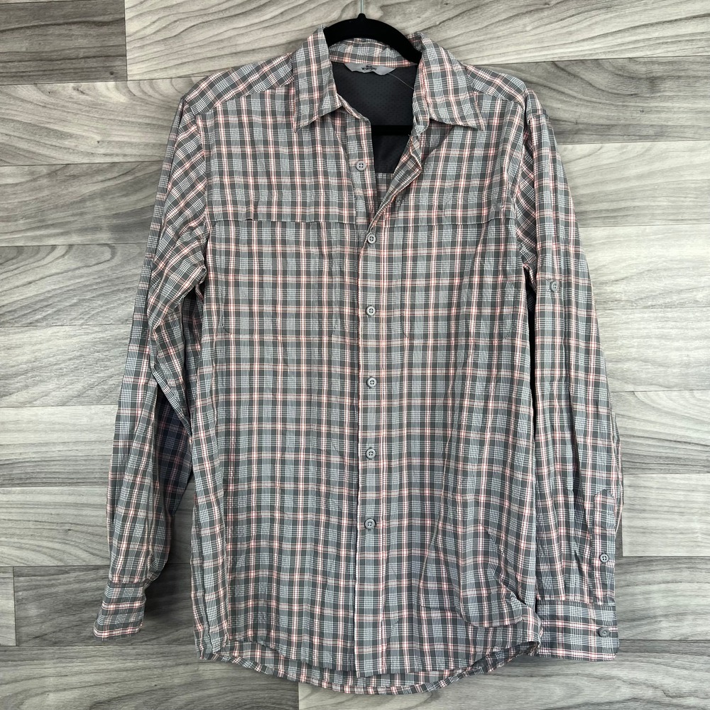 Wrangler Shirt Men's‎ Small Gray Plaid Collared Long Sleeve Outdoor Button-Up